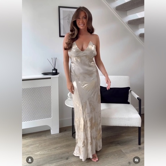 RARE METALLIC PRINT SLIP DRESS - Picture 16 of 17